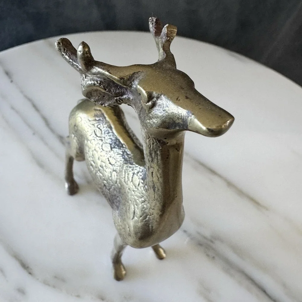 Vintage Solid Brass Deer Figurine